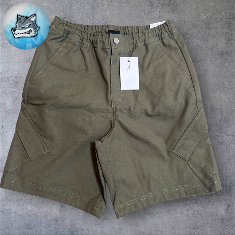 New Jordan Essentials Woven Shorts Olive Green Men's Size Small HF9335-222